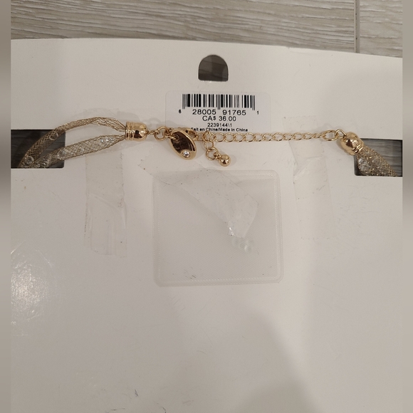 Etereo Goldtone Twisted Tapered Mesh Necklace - Picture 3 of 3